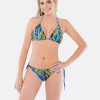 Bikini Meeresfarben blau grün gelb oberteil triangle unterteil mit bändchen